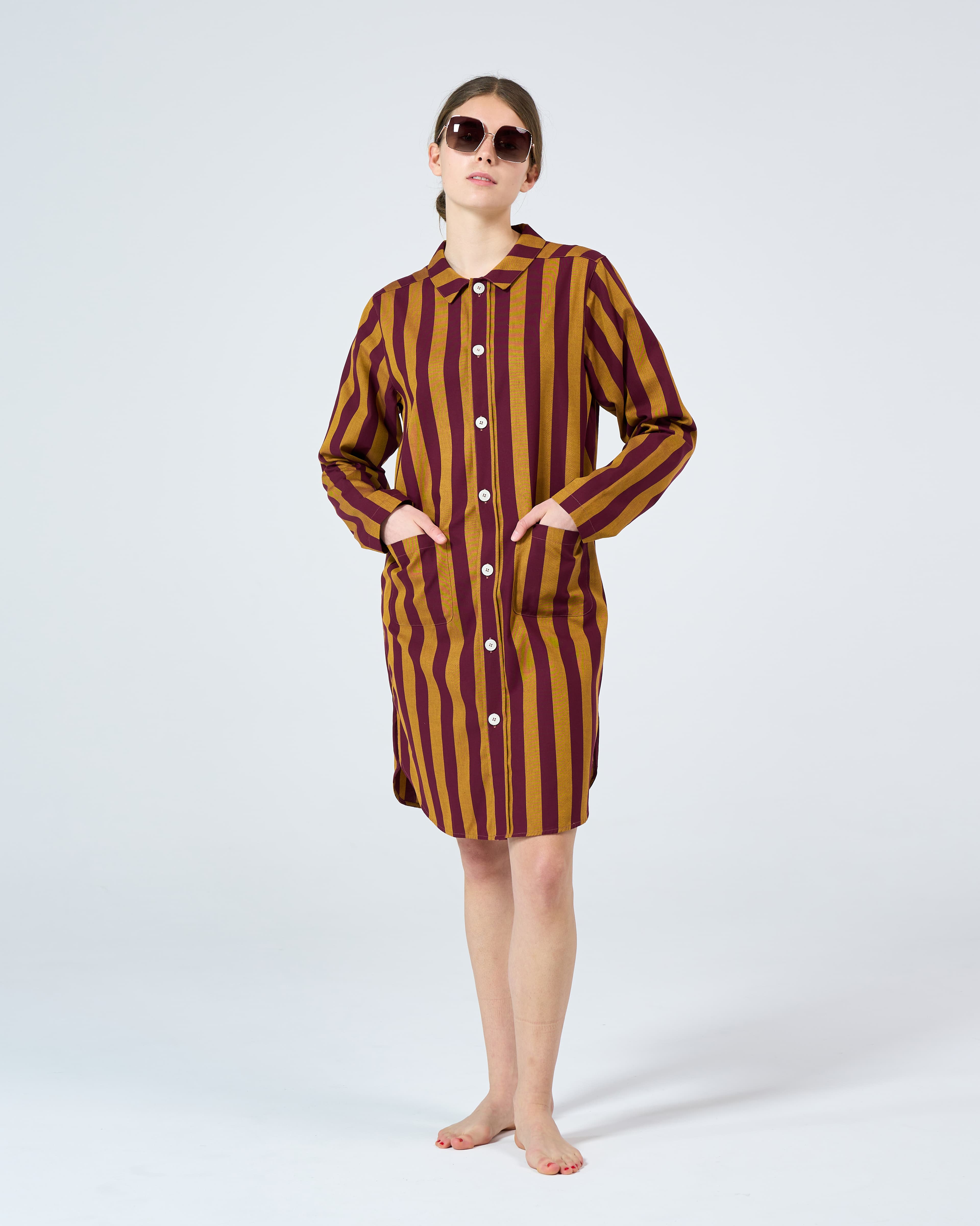 Uno Long Nightshirt - Cabernet & Yellow